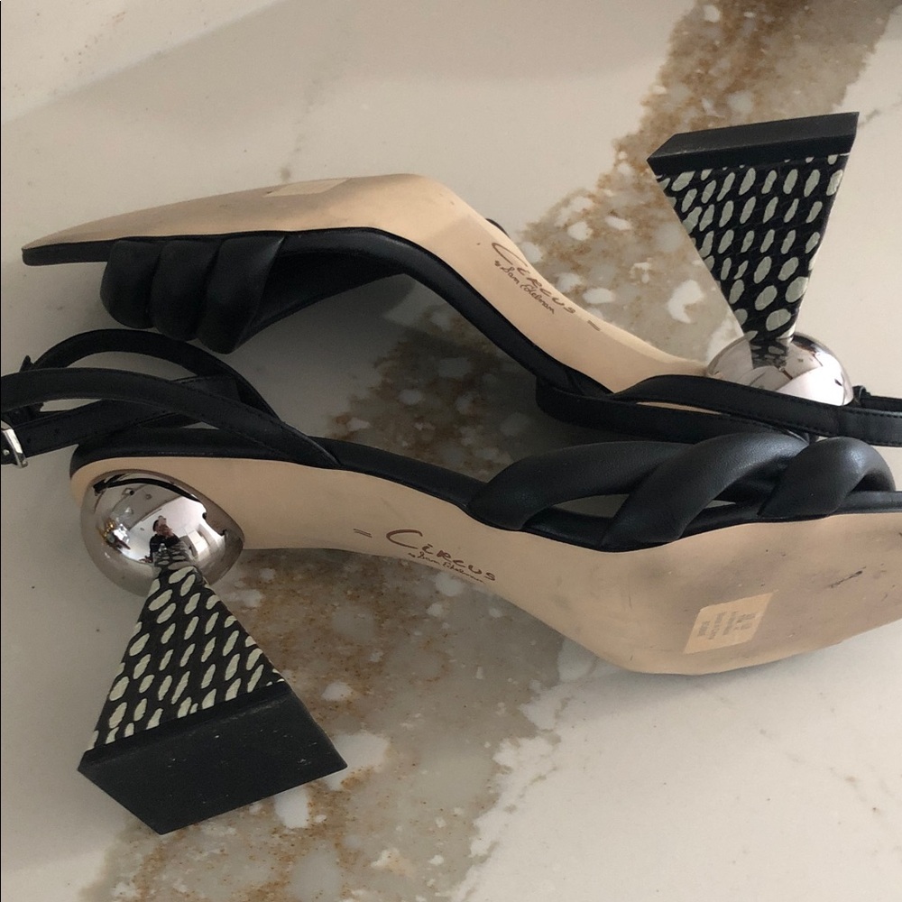 Sam Edelman Circus Sculptural Block Heel Sandals Size 11 Black - Picture 9 of 13